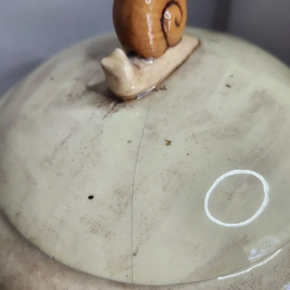 VTG 70’s Ceramic Mushroom Canister Flower Snail Detail Ceramic Cookie Jar 10”